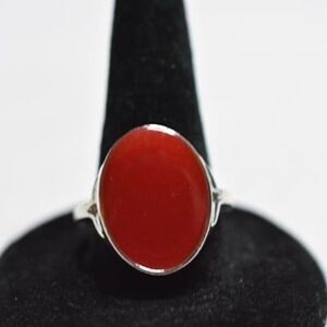 Simply Chic Red Enamel Inlay Silver Tone Size 9 Everyday Casual Ring